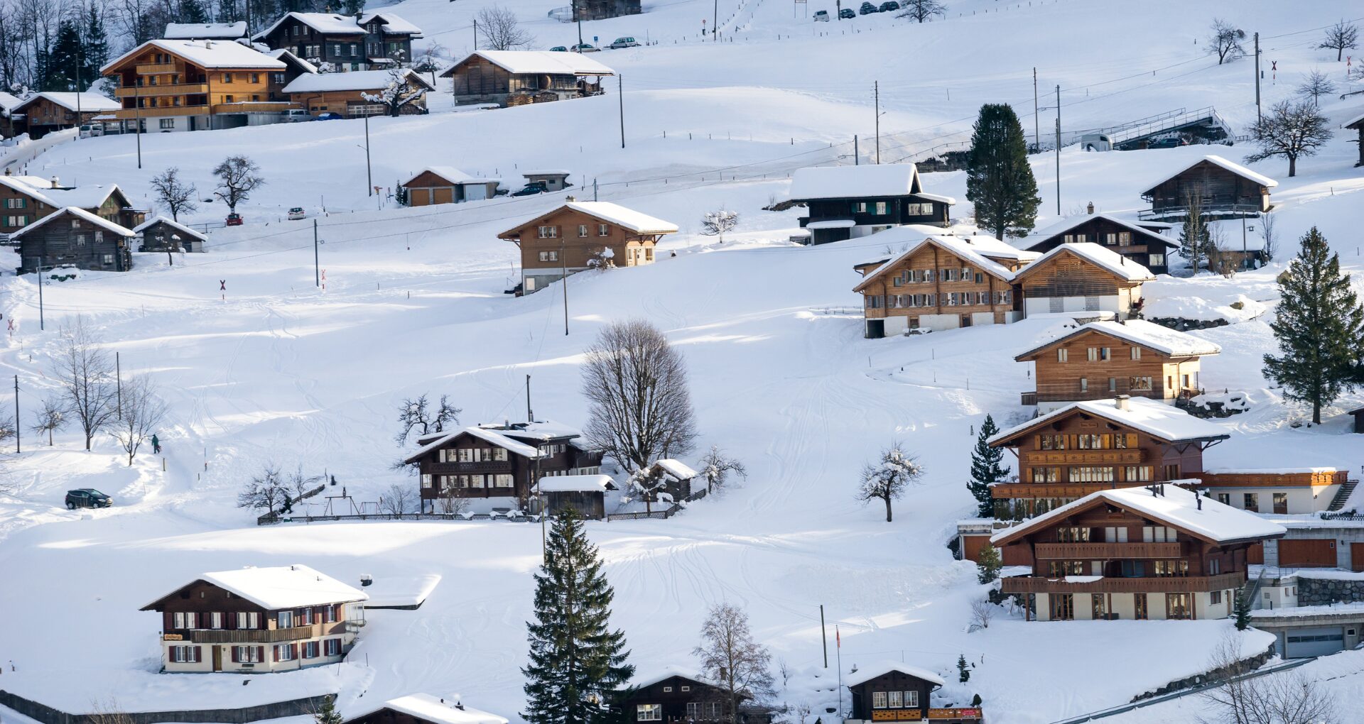 Snowy chalets in Switzerland