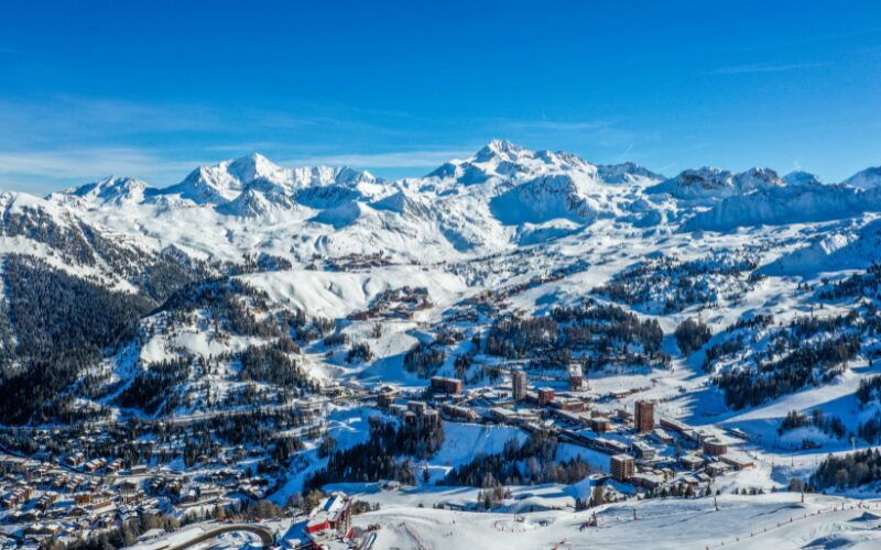 The snowy mountains of La Plagne