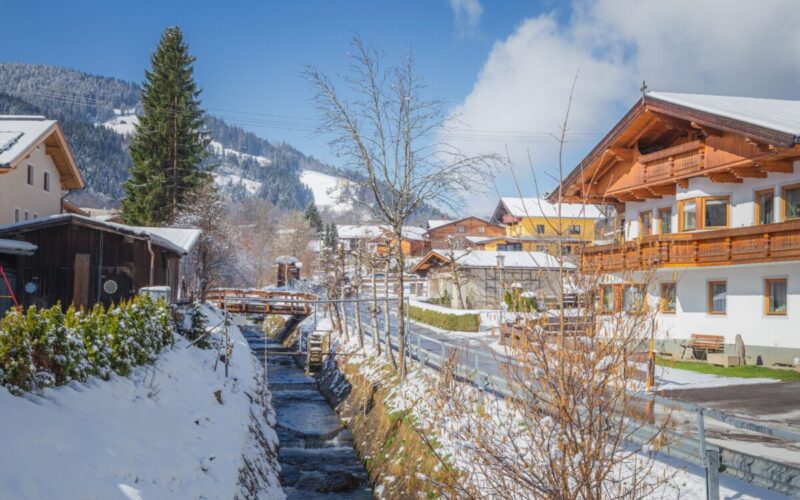 Wildschönau Valley, home to many affordable ski resorts in Austria, covered in snow